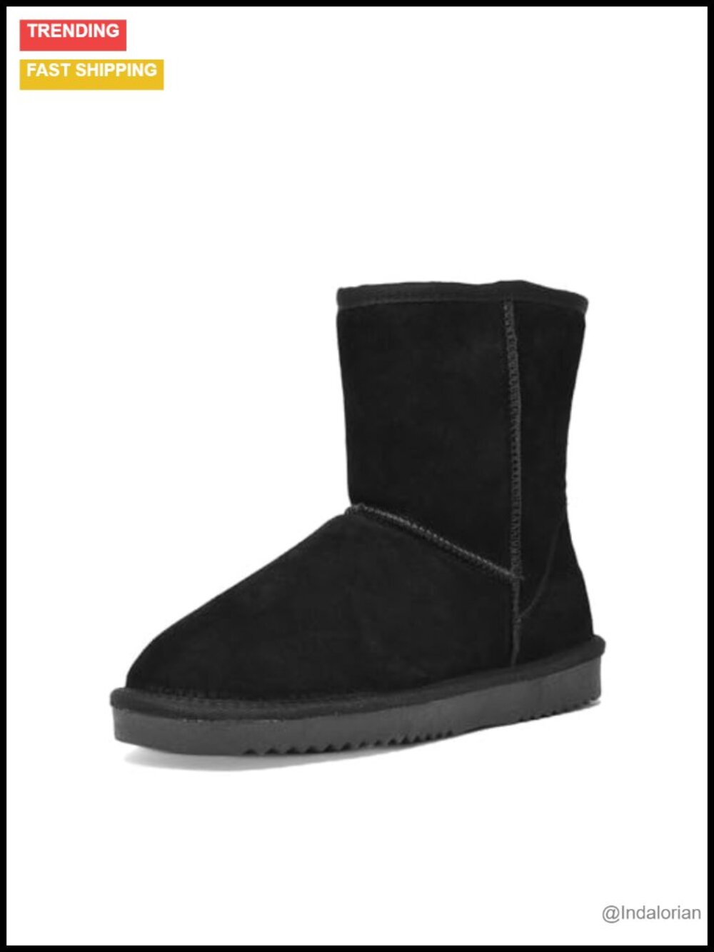 Suede Mid-Calf Winter Snow Boots Faux Fur Lined Slip-On